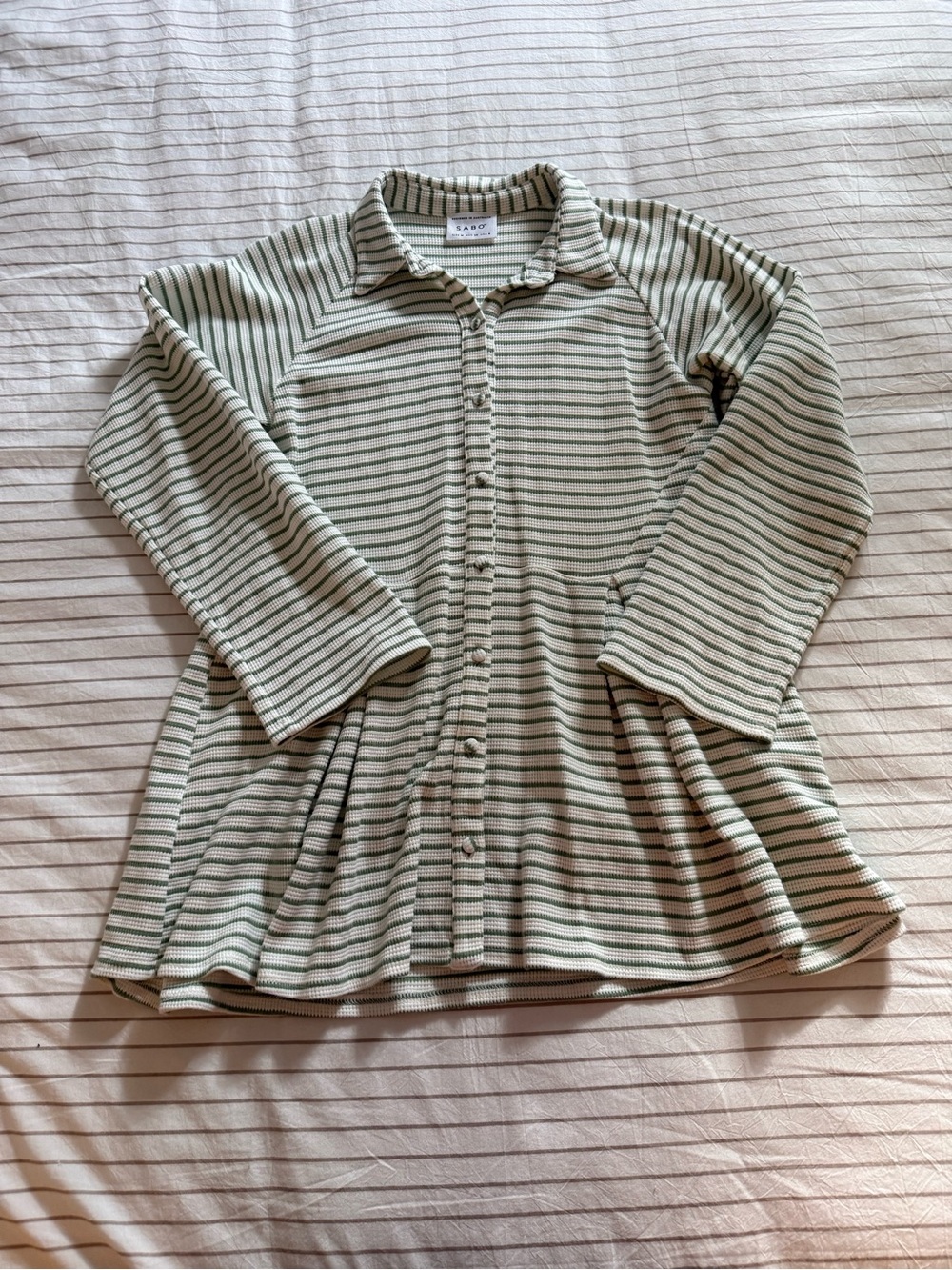 Sabo Skirt Green and Cream Striped Mini Dress